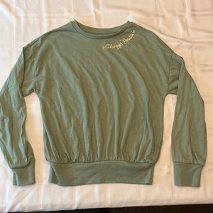 Girls navy green long sleeve with a always positive writing